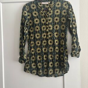 Vintage Elegant Floral Women's Blouse in Black and Gold